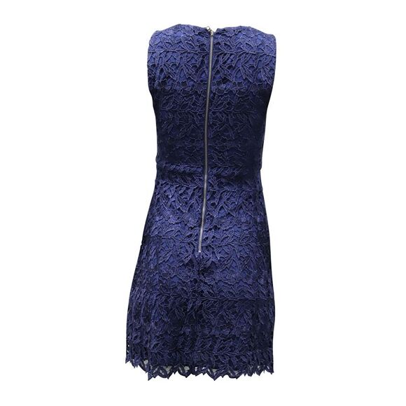 Alice + Olivia Lace-Patterned Mini Dress in Navy Blue Polyester